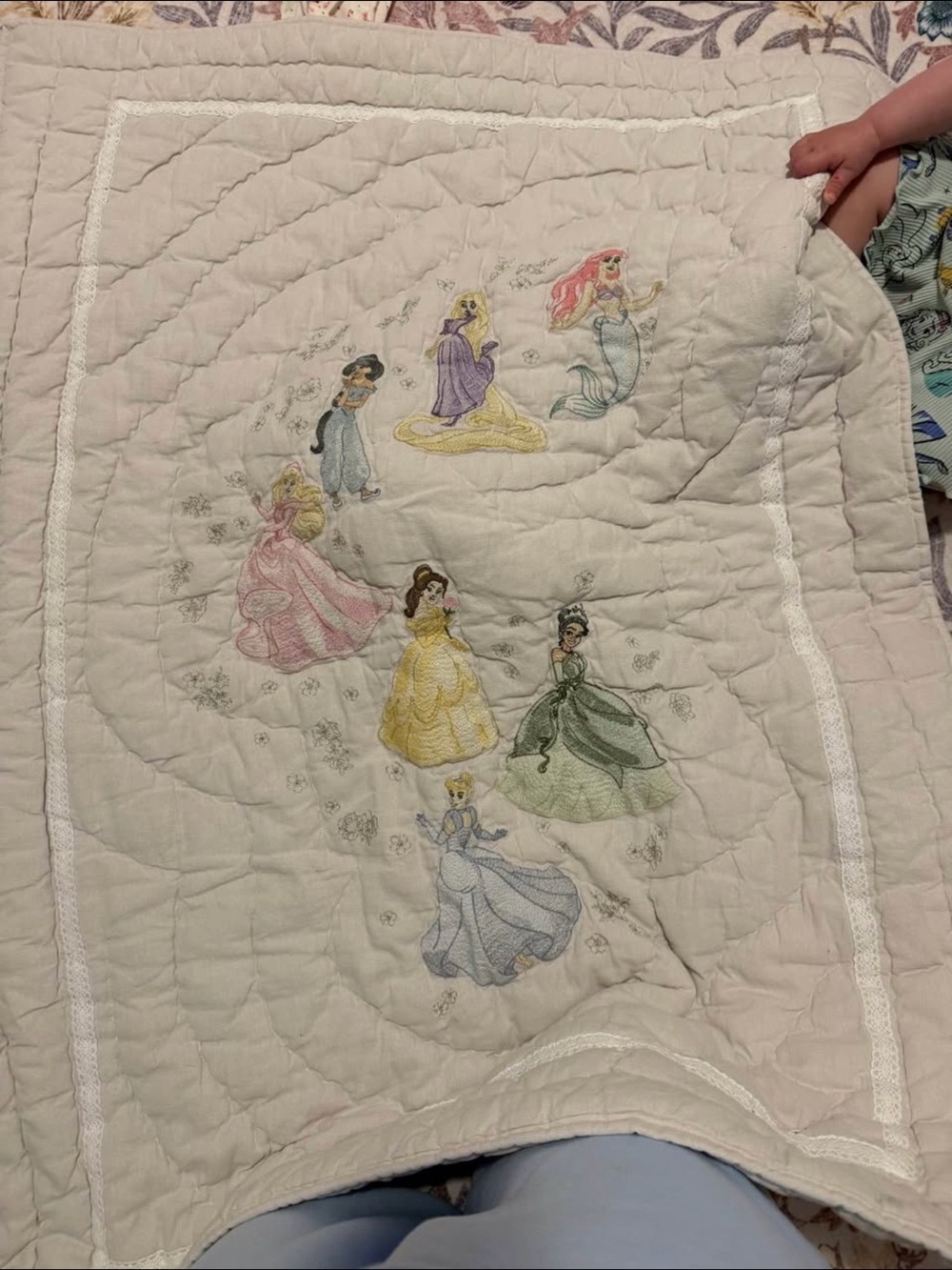 Disney Princess Heritage Toddler Quilt - Pastel Multicolor on Cream